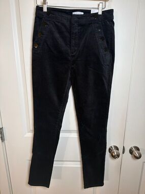 LOFT Black High Rise Sailor Pants Button Front Nautical Trousers Size 27 Career